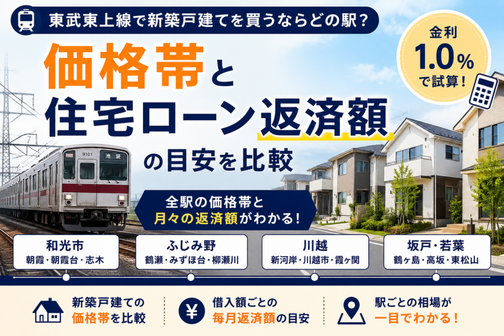 東武東上線で新築戸建てを買うならどの駅？価格帯と住宅ローン返済額の目安を比較